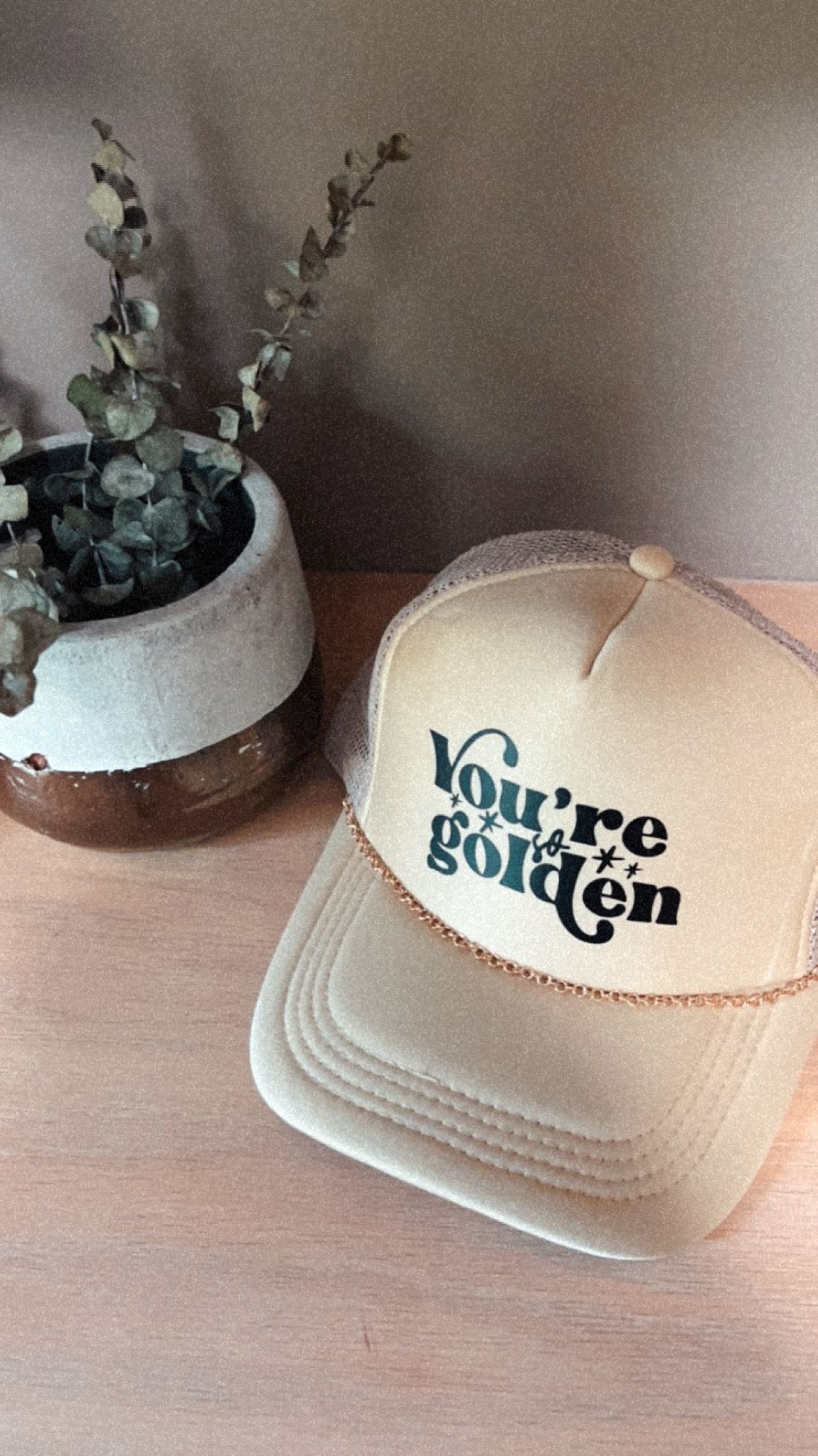 You're So Golden Tan Trucker ( W/ Gold chain)