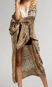 Boho Chic Kimono (Mustard/Gray)