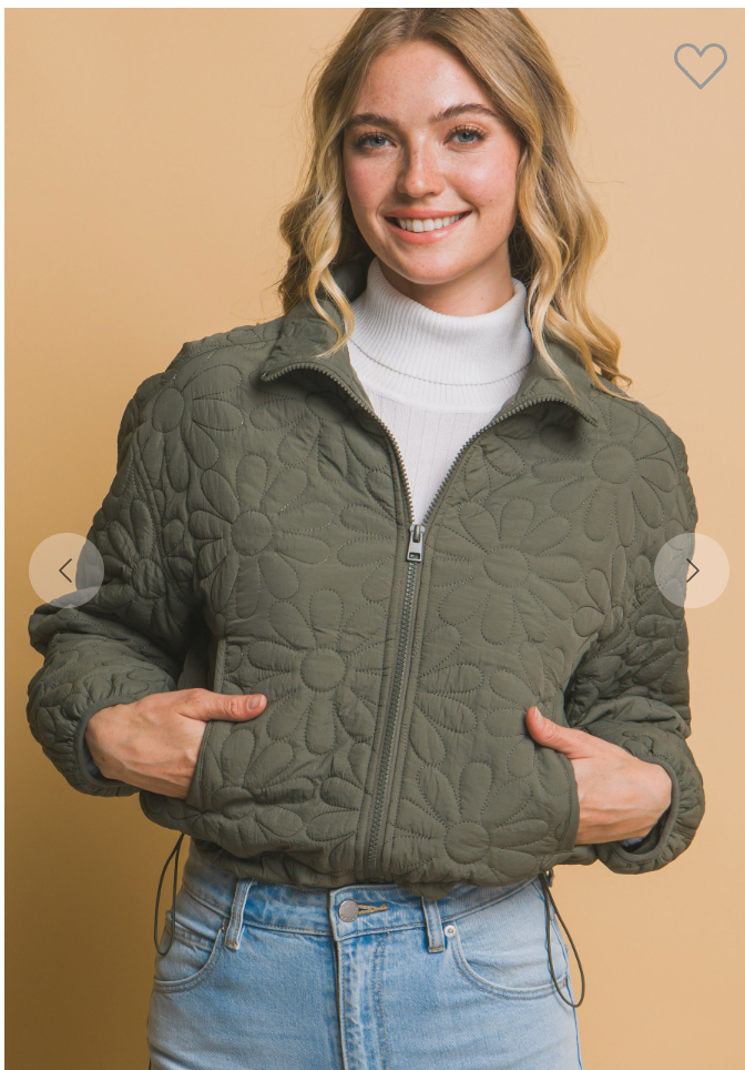 Flowers By Alaina Quilted Jacket ( Olive Stone)