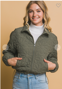 Flowers By Alaina Quilted Jacket ( Olive Stone)