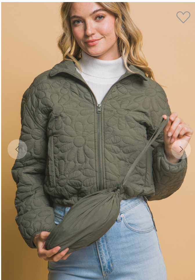 Flowers By Alaina Quilted Jacket ( Olive Stone)