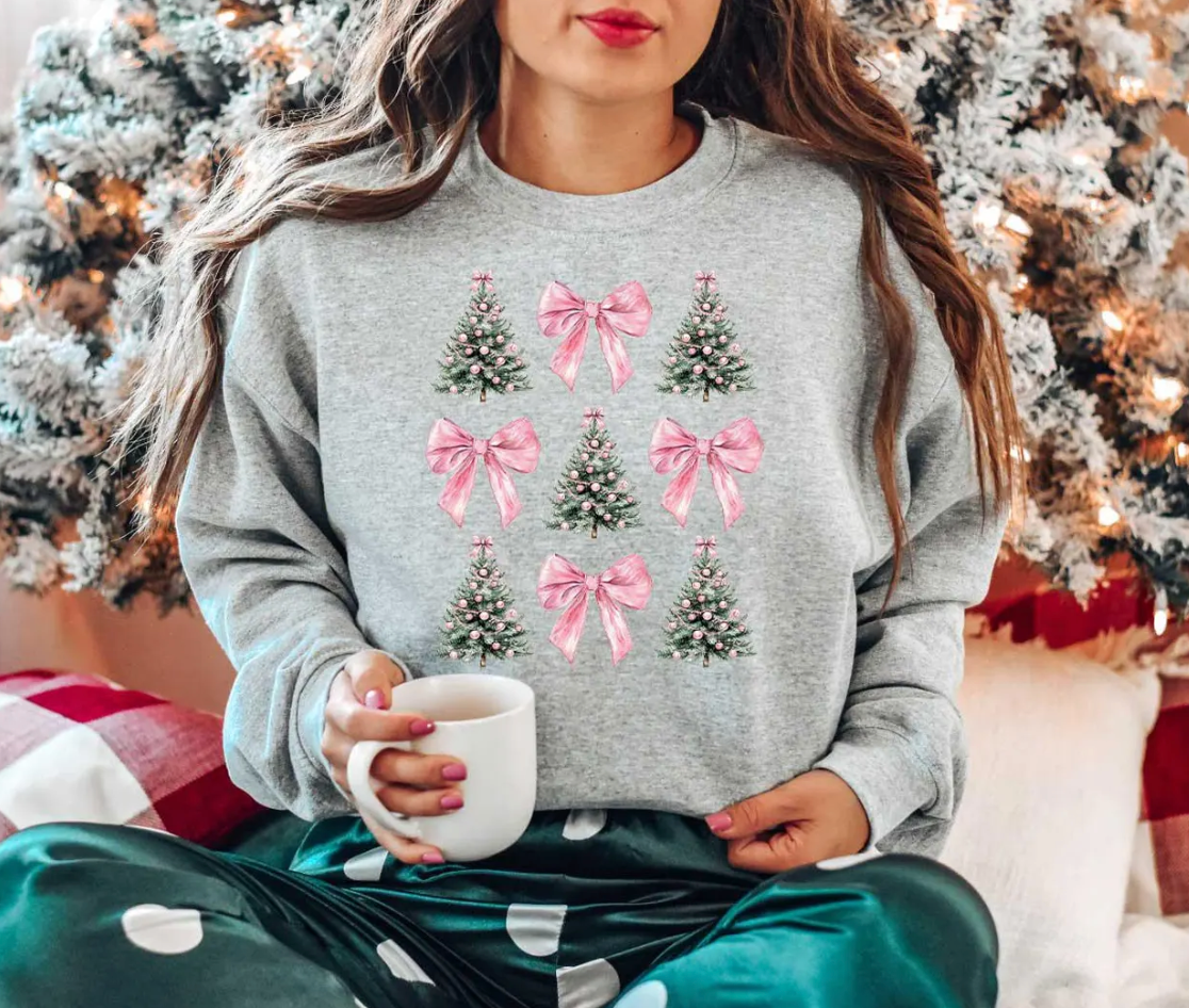 Bow Christmas Tree Crewneck Sweatshirt (Color Options)