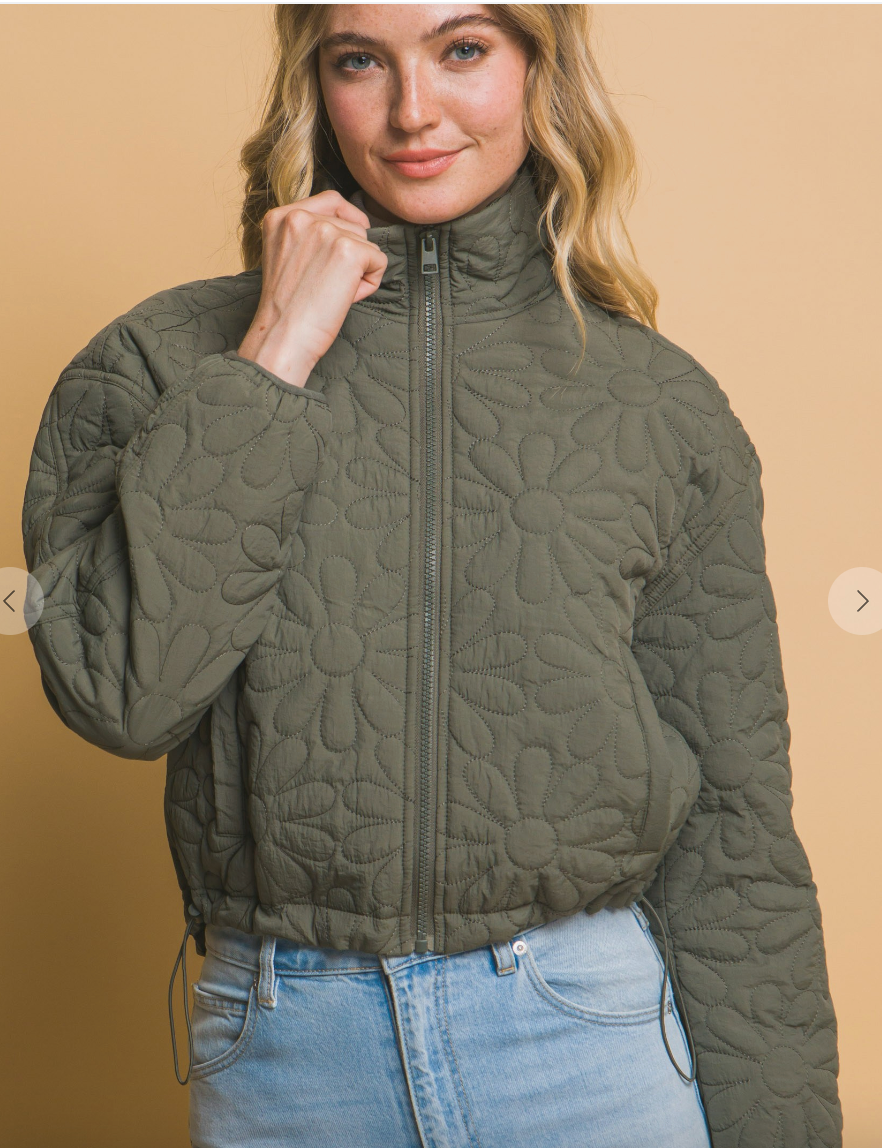 Flowers By Alaina Quilted Jacket ( Olive Stone)