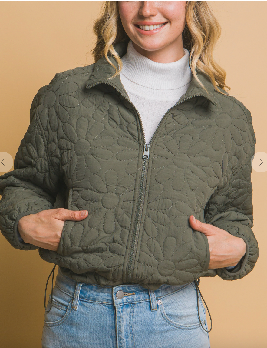 Flowers By Alaina Quilted Jacket ( Olive Stone)