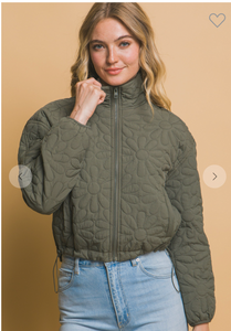 Flowers By Alaina Quilted Jacket ( Olive Stone)