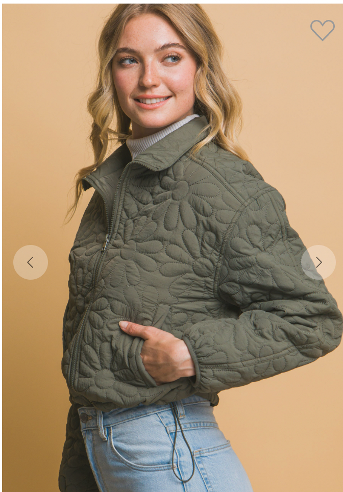 Flowers By Alaina Quilted Jacket ( Olive Stone)