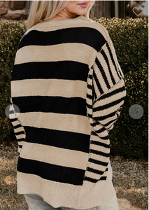 Stripe Drop Shoulder Baggy Sweater